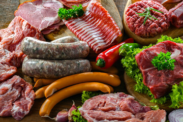 Composition with a variety of meat products