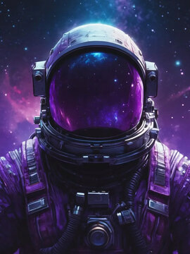 Space, future and abstraction. Vector 3d illustration of space objects, astronaut, round shapes of metal and mercury, fantasy city for poster, astronaut head front view mask mirrors space 
