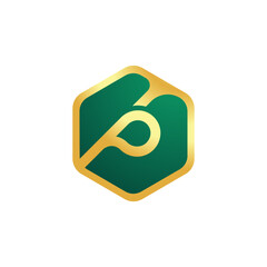 Letter P with Gold Herbal Logo Vector Icon © itsrissski