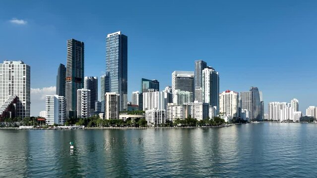 Aerial shot of the skyline of downtown Miami Florida