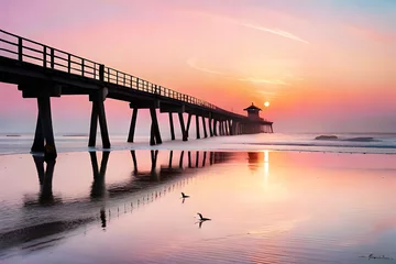 Selbstklebende Fototapeten sunset on the beach © Sofia Saif