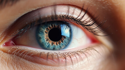 Fototapeta premium macro, close up of beautiful woman eye iris with natural make-up