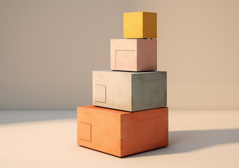 Obraz premium A couple of boxes sitting on top of each other