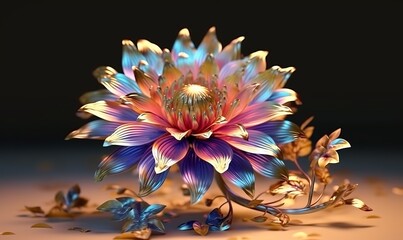 3D metallic colorful boho flower