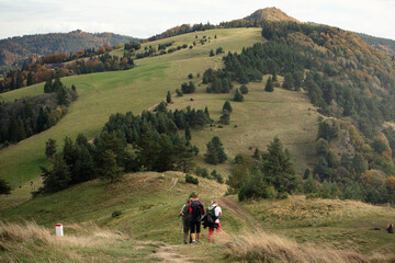 Fototapeta na wymiar hiker in the mountains Pieniny 