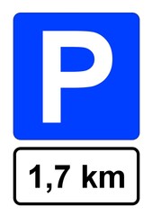 Illustration eines blauen Parkplatzschildes mit der Aufschrift 