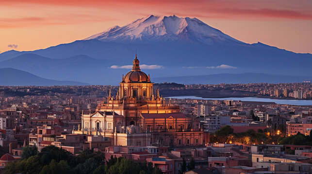 Scenic Aerial Perspective: Saint Agatha's Cathedral in Catania Captured from Above