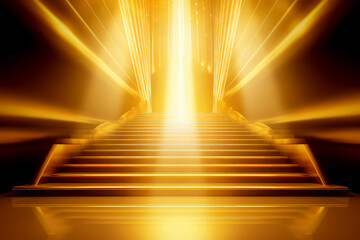 golden staircase on background