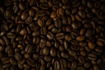 Closeup shot of roasted coffee beans