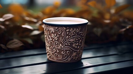 Coffee cup with intricate patterns. generative AI