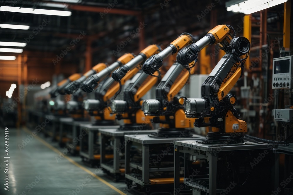 Aufkleber automation robot arms machine in intelligent factory