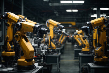 Automatic robots machines in the production factory