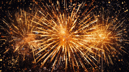 Fireworks at New Year and copy space - abstract holiday background, generative Ai