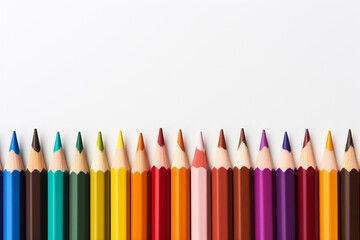 Colored pencils isolated on white background. Back to school.