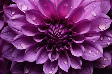 Soft purple dahlia petals macro, floral abstract background. Close up of flower with water drops dahlia for background