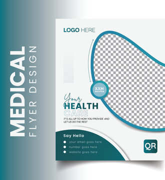 simple Corporate and healthcare medical flyer layout print-ready design with green & blue gradient 