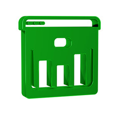 Green Browser with stocks market growth graphs and money icon isolated on transparent background. Monitor with stock charts arrow on screen.