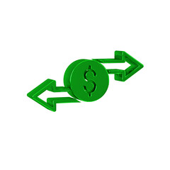 Green Money exchange icon isolated on transparent background. Cash transfer symbol. Banking currency sign.