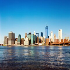 Fototapeta na wymiar New York City skyline. Manhattan Skyscrapers panorama view from Brooklyn