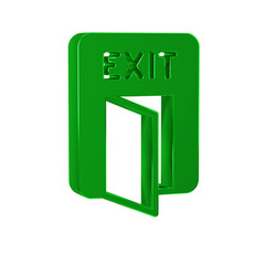 Green Fire exit icon isolated on transparent background. Fire emergency icon.