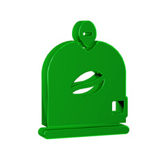 Green Bag of coffee beans icon isolated on transparent background.