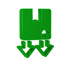 Green Cardboard box with traffic symbol icon isolated on transparent background. Box, package, parcel sign. Delivery, transportation and shipping.