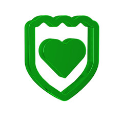 Green Immune system icon isolated on transparent background. Medical shield.