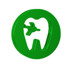 Green Tooth with caries icon isolated on transparent background. Tooth decay.