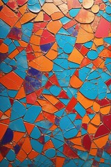 Fototapeta na wymiar A Kaleidoscopic Fusion of Color in the Broken Tile Mosaic Wall with generative ai