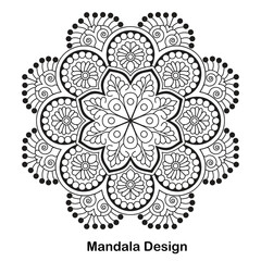Adult Mandala Design Coloring book page vector file