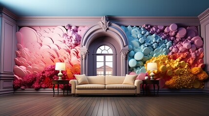 Elegant decoration with gradient rainbow and pastel colors. Generative AI
