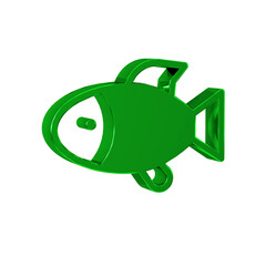 Green Fish icon isolated on transparent background.