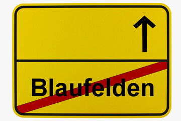 Illustration eines Ortsausgangsschildes von Blaufelden in Baden-Württemberg	