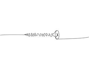 Screw, nail, bolt one line art. Continuous line drawing of repair, professional, hand, people, concept, support, maintenance.