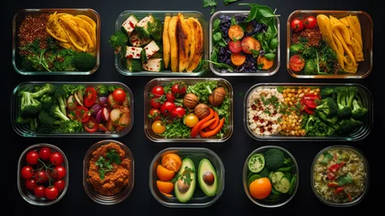Fotobehang healthy food in plastic boxes © Daniel