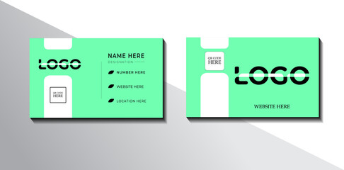 Double-sided Mordern Business Card Creative and Clean design template Vector illustrator Beautiful lime design horizontal corporate card.