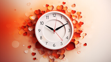 Clock Surrounded by Heart haped Designs