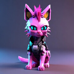 cyber cat 3D created with generative ai technology	
