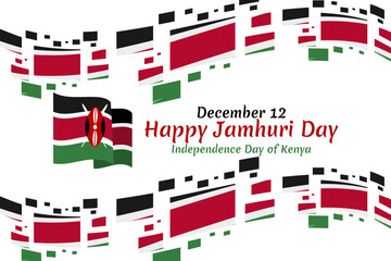 December 12, Happy Jamhuri Day, Independence day of Kenya vector illustration. Suitable for greeting card, poster and banner.