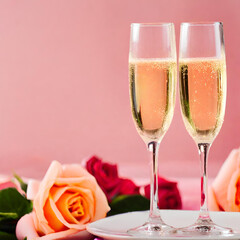 glasses of champagne at the celebration created with generative ai technology