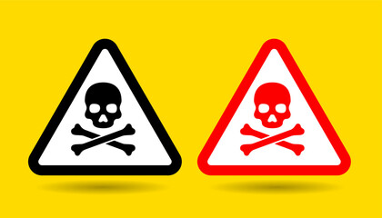 Danger Skull flat icon RED web, app, ui ux, mall sign, door label, vector design element, digital, print