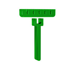 Green Garden rake icon isolated on transparent background. Tool for horticulture, agriculture, farming. Ground cultivator. Housekeeping equipment.