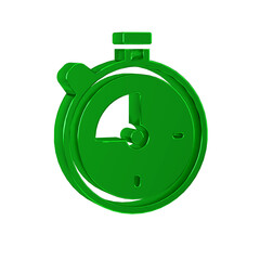 Green Stopwatch icon isolated on transparent background. Time timer sign. Chronometer sign.