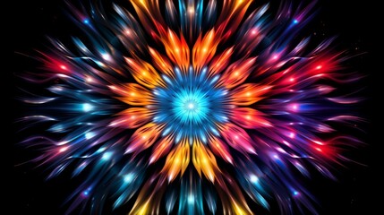 A hypnotic mandala, a burst of colors like a fireworks display in the night sky.