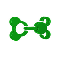 Green Molecule icon isolated on transparent background. Structure of molecules in chemistry, science teachers innovative educational poster.