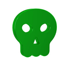 Green Skull icon isolated on transparent background. Happy Halloween party.