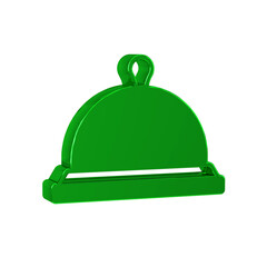 Green Covered with a tray of food icon isolated on transparent background. Tray and lid sign. Restaurant cloche with lid.
