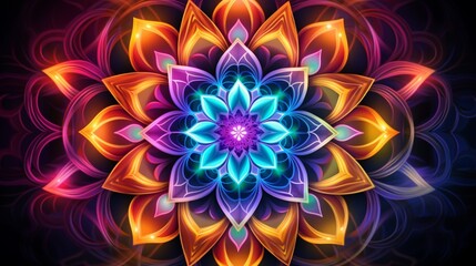 A kaleidoscope of radiant colors dancing in perfect harmony, forming a mesmerizing mandala of unity.