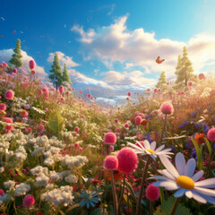 Obraz na płótnie Canvas Whimsical Meadow Dreamscape