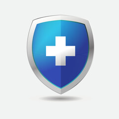 Shield Shape with Silver Gradient. Sheild security and guarantee symbol vector design element